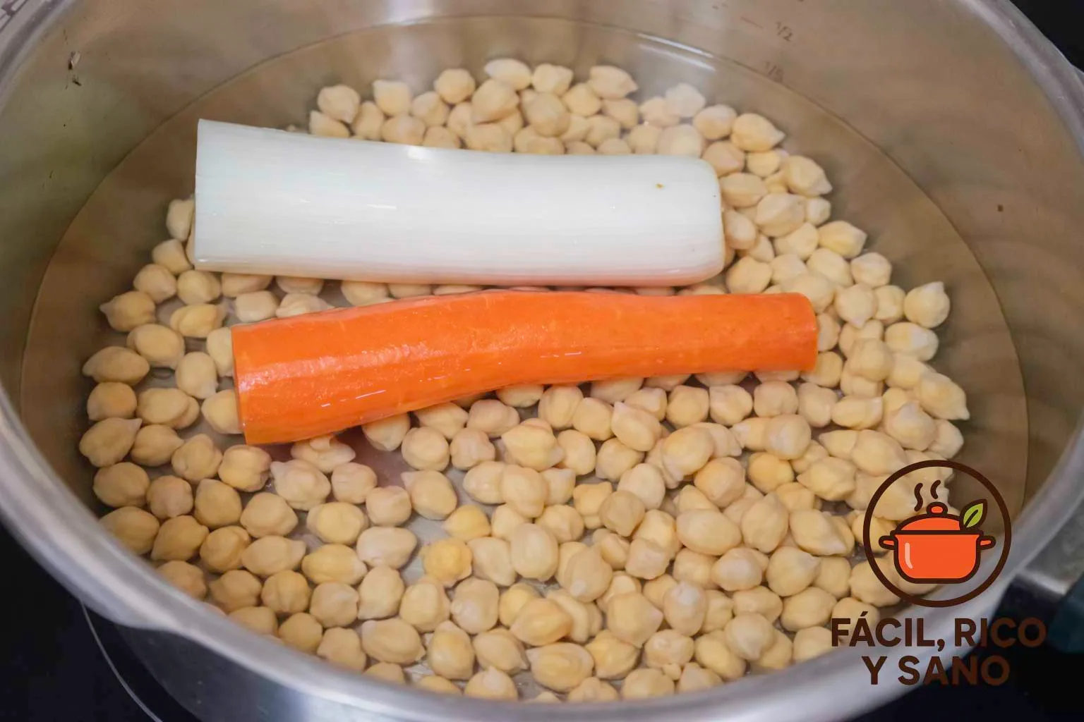 Cocer garbanzos con verduras