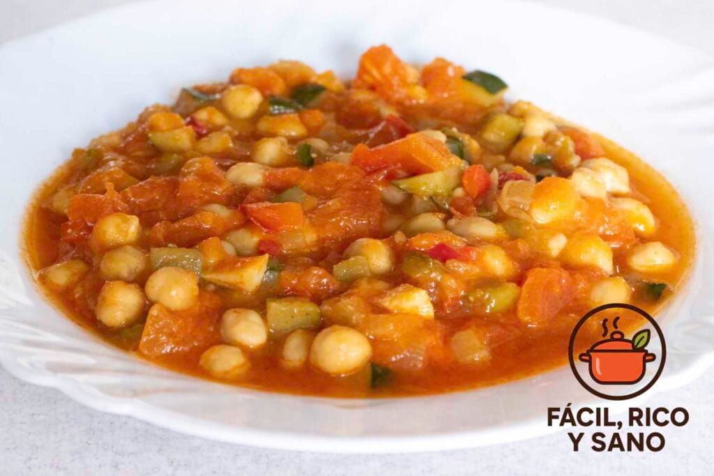 Garbanzos con verduras receta saludable