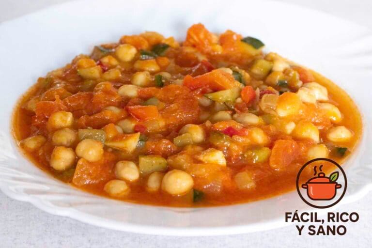 Garbanzos con verduras receta saludable
