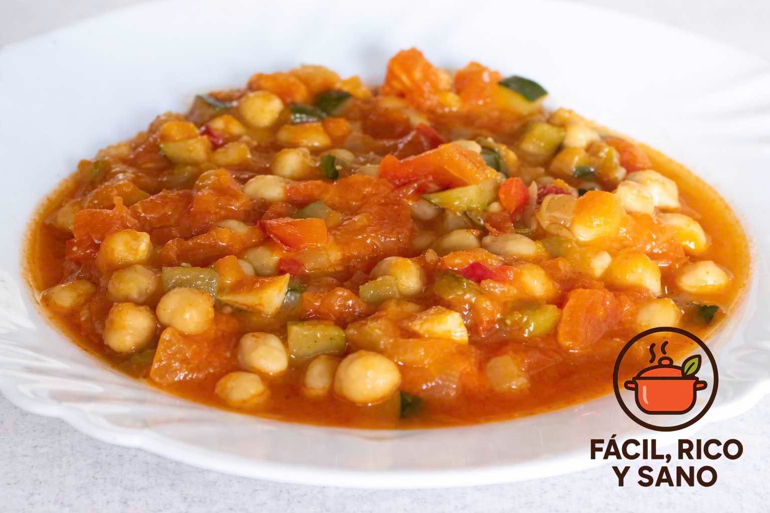Garbanzos con verduras receta saludable