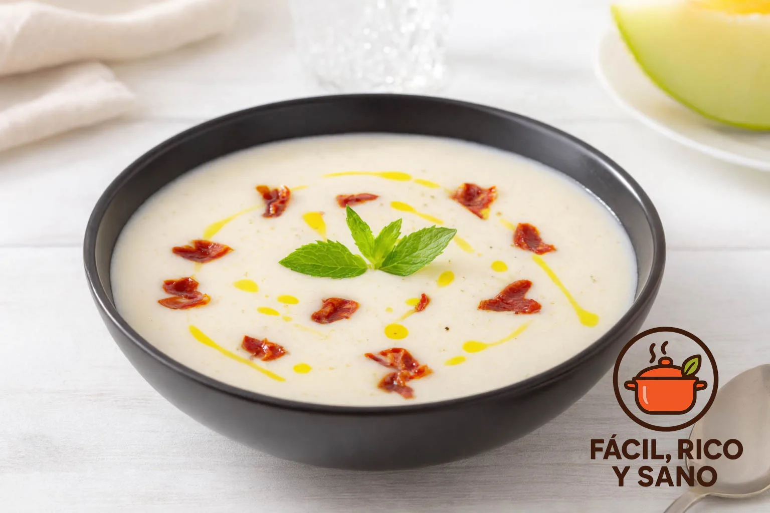 Sopa fría de melón con jamón